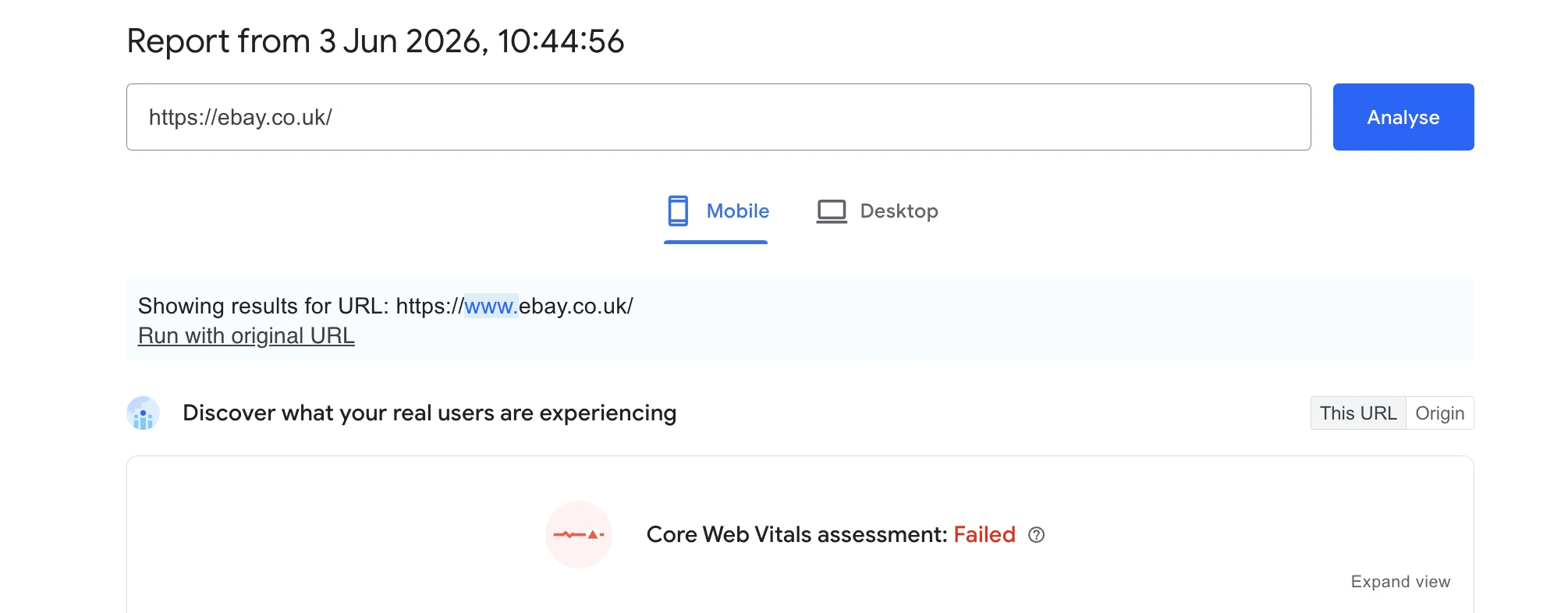 Ebay core web vitals