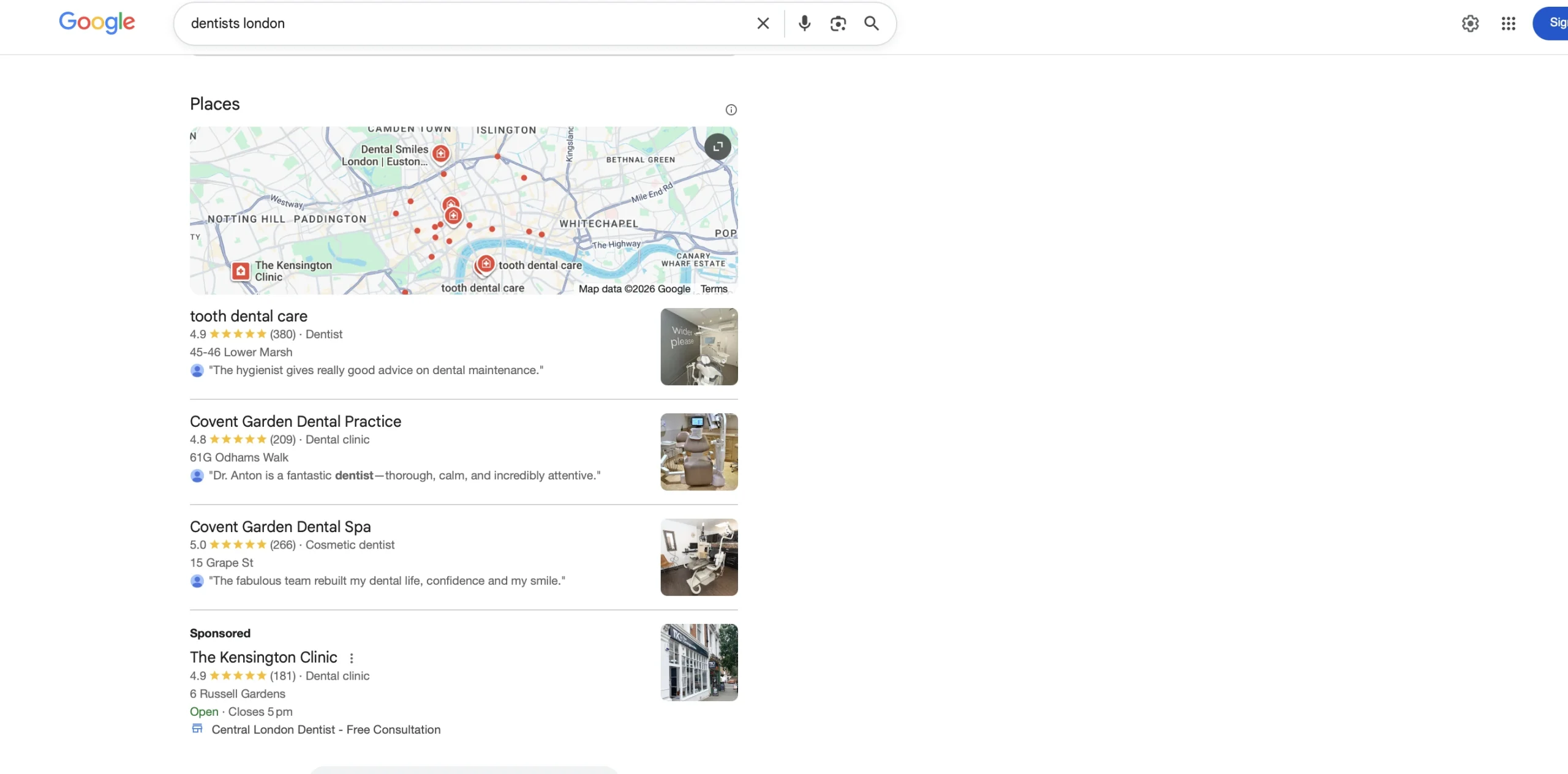 Google Business Profile example